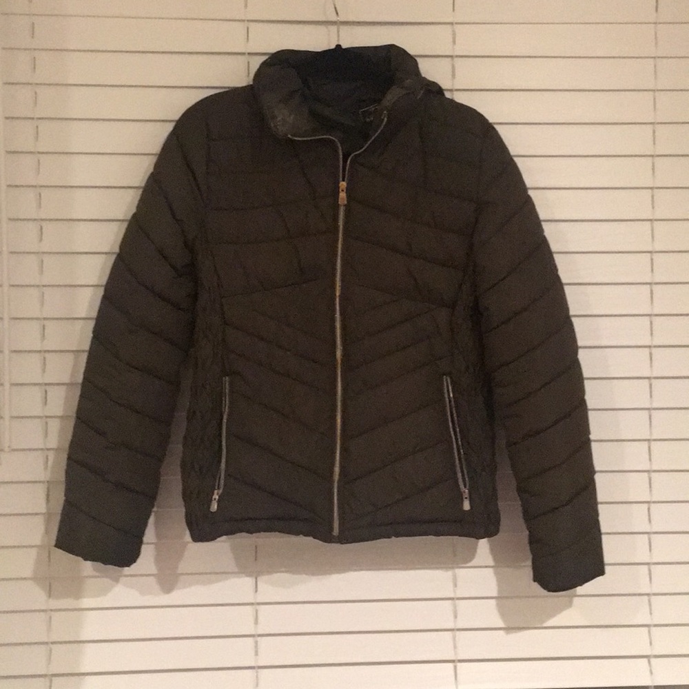 Green winter jacket.
